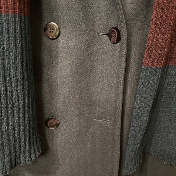 Stephanie Matthews | VTG Blue Wool Long Floor Length Double Breasted Pea Coat 12 - Picture 9 of 12